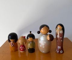 Konvolut Vintage Kokeshi Puppen, Made in Japan