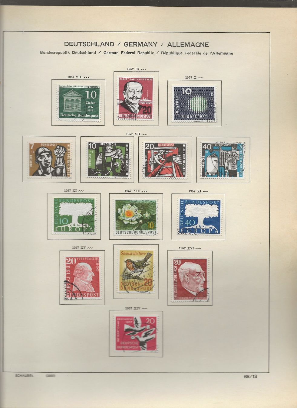 Tutti i francobolli: Marken Deutschland BRD 1955 bis 1958 – Usato da Au ZH venduto da xelagreb01 6