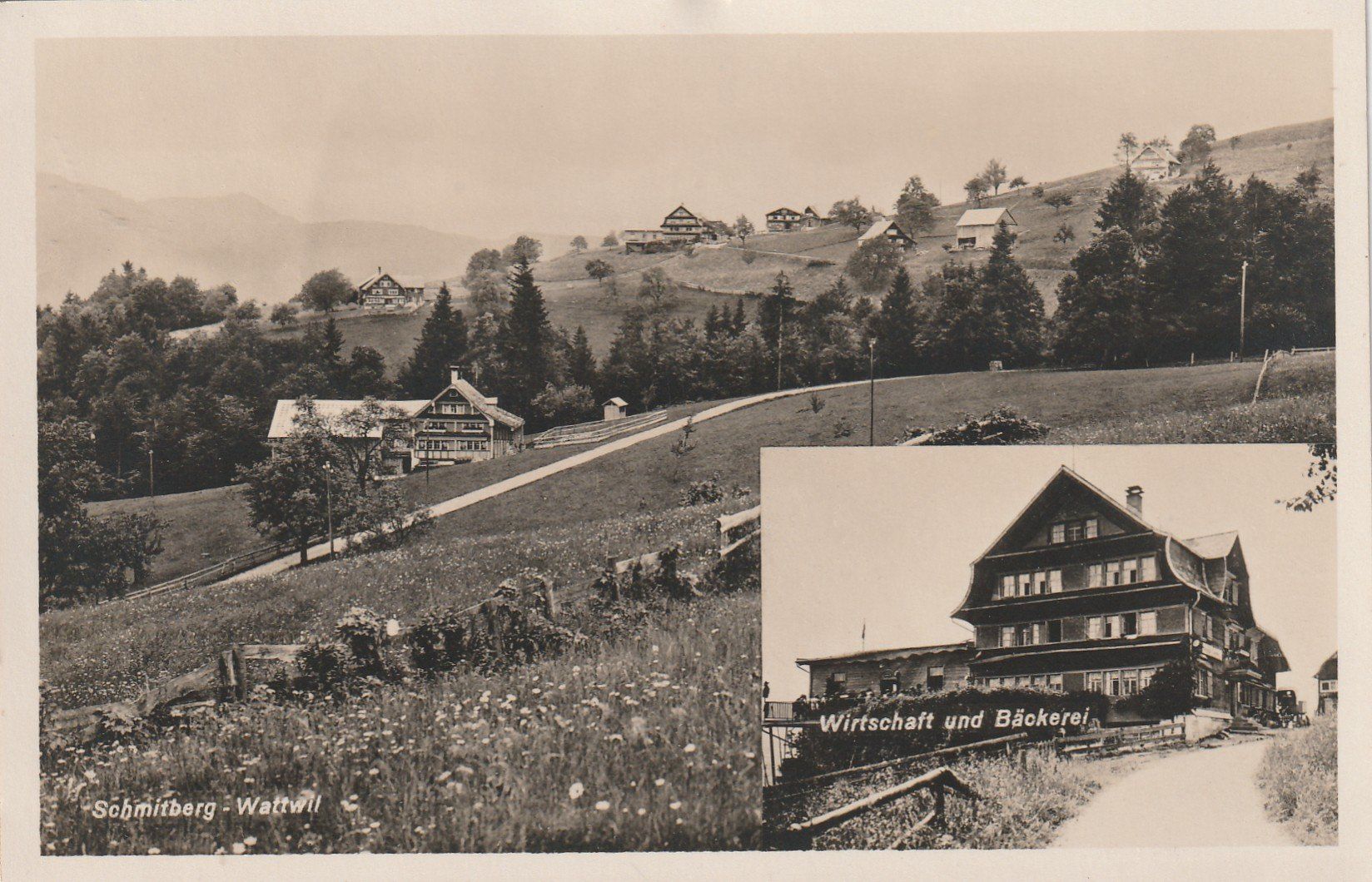 Ansichtskarten: Wattwil - Schmitberg 2-bildrig mit Rest. – Gebraucht aus Rorschacherberg von fratovi2