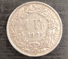 1 Franken 1921 Münze Schweiz gebraucht