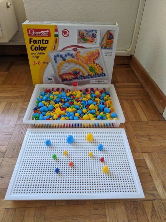 Quercetti Fantacolor Bilderrahmen – Steckbrett Mit Farbigen Pins, Fördert Kreativität & Hand-Auge-Koordination, Für Kinder Ab 3