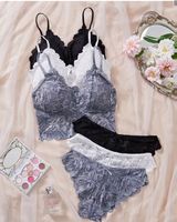 3-teiliges Dessous-Set -Unterwäsche-Spitzen-Sexy-Grösse M