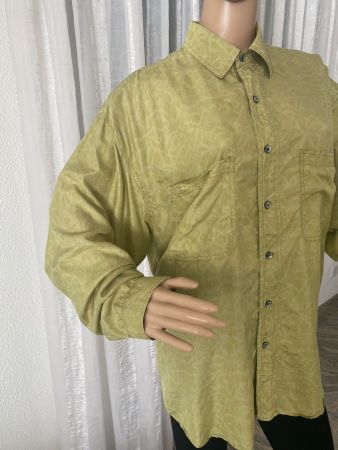 100% Seide - Bluse/Hemd in stylischem Look, pistazie, L