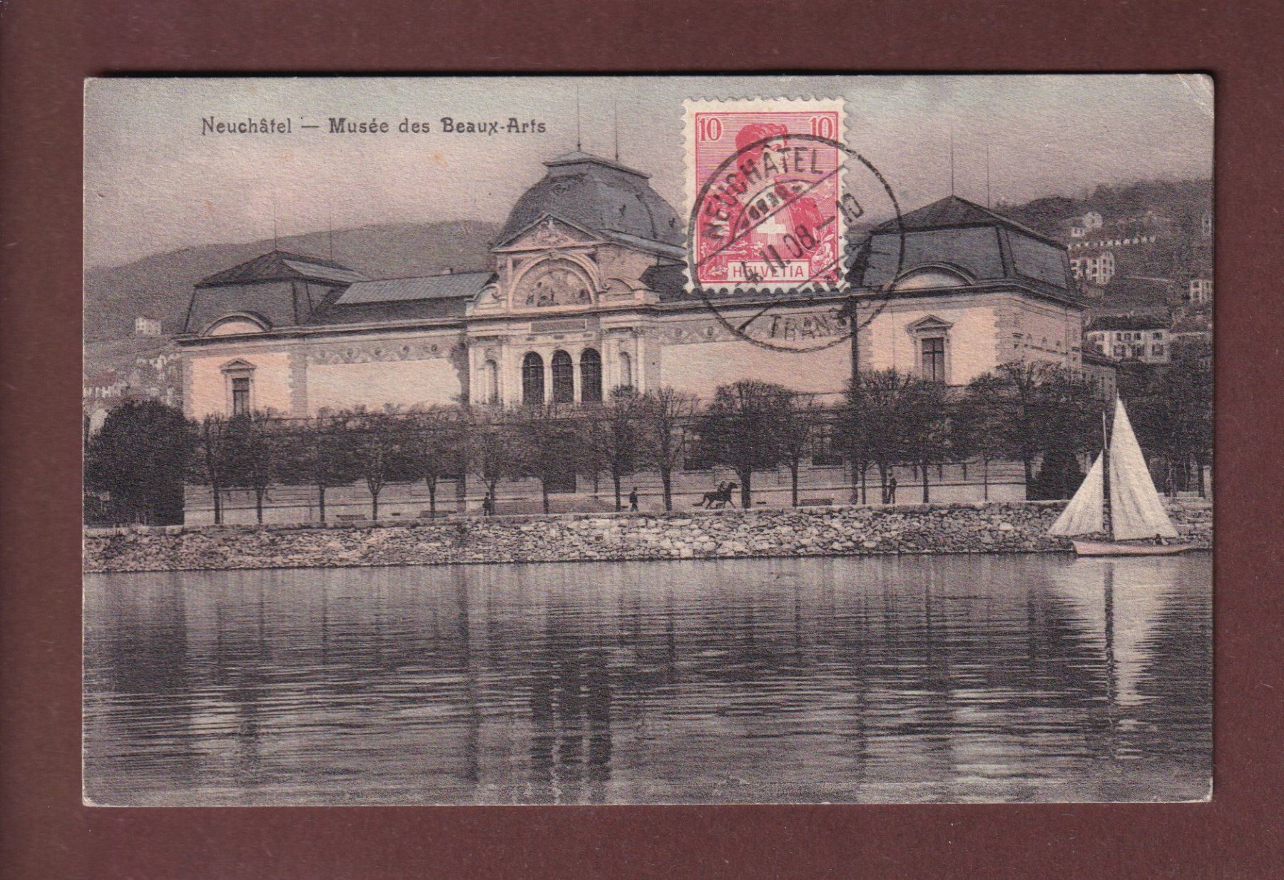 Cartoline postali: NEUCHÂTEL - Musée des Beaux-Arts - 1908 – Usato da Pully venduto da nicecards-shop