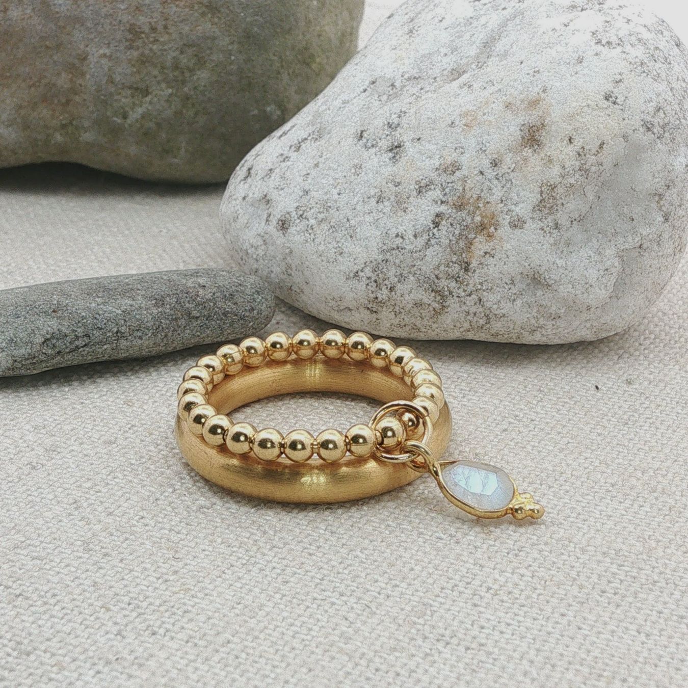 Olga Ribler Ringe: Edelstahl & Silber Mondstein Ring SET Ringgrösse 58 – Neu (gemäss Beschreibung) aus Luzern von Schmuckoutlet 6