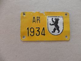 Velonummer Rad Velo Nummer AR 34 Appenzell Ausserhoden 1934