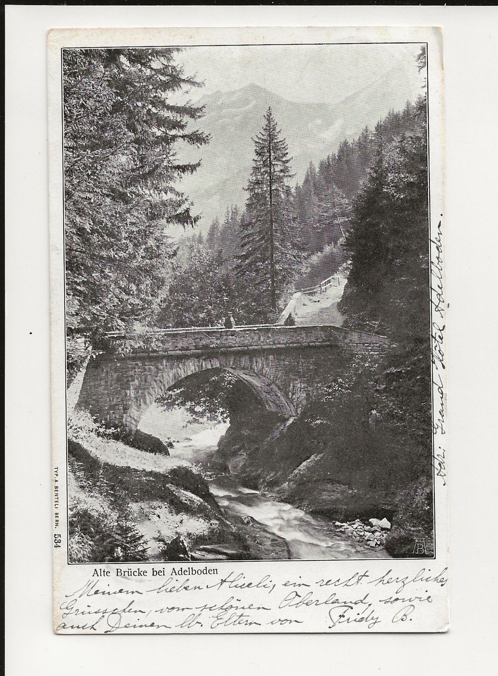 Ansichtskarten: AK 1903 Alte Brücke bei Adelboden – Gebraucht aus Greifensee von 315WDO
