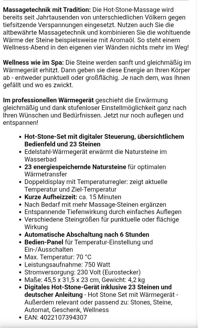 Dispositivi per massaggi: Massage Stone Heater inkl. Steine – Usato da Sissach venduto da dor_6sml 4