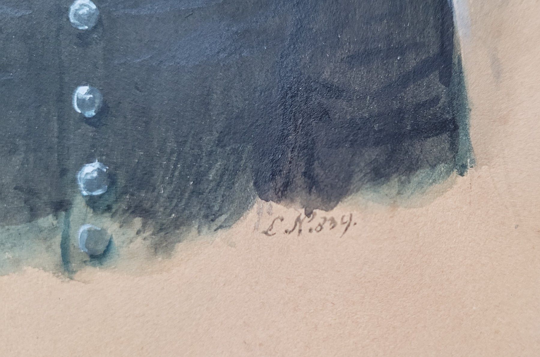 Gemälde: Meisterliches Tempera Gemälde Portrait Monogramm L.N. 1839 – Gebraucht aus Basel von Roberto002 3