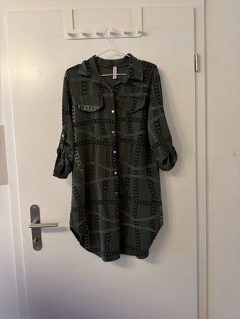 Robe chemise motif, kaki taille M
