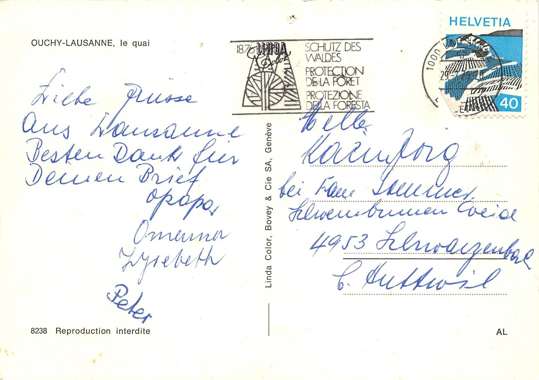 Cartoline postali: Ouchy Lausanne, Dampfer Henry Dunant – Usato da Ottikon b.Kemptth. venduto da Neptun1974 1