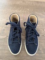 Helmut Lang navy suede high-top sneakers