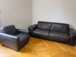 Canapé + fauteuil Natuzzi cuir pleine fleur