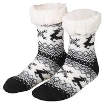 Kuschelsocken mit Rentier-Motiv Schwarz-weiß 35-38