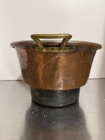 Antiker Kupfertopf, Pflanztopf, ⌀ 29cm Übertopf mit Griffen.