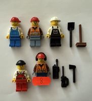 5 Stück Lego Figuren Bauarbeiter mit Zubehör
