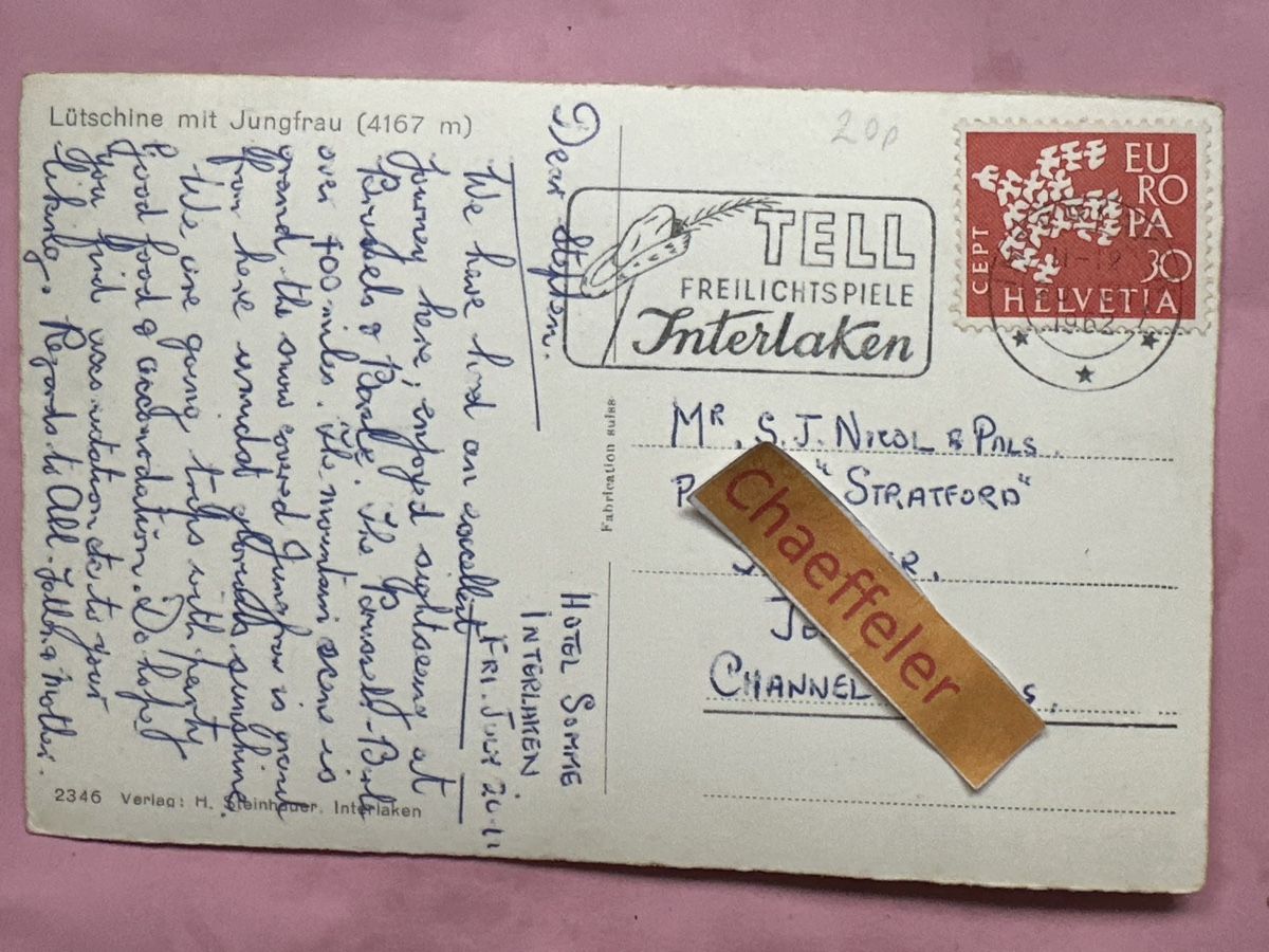 Cartoline postali: 1962 Lütschine mit Jungfrau  – Usato da Zürich venduto da Chaeffeler 1