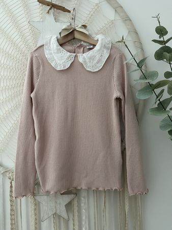 Süsses Mädchen Shirt, rosa mit Kragen, Gr. 128