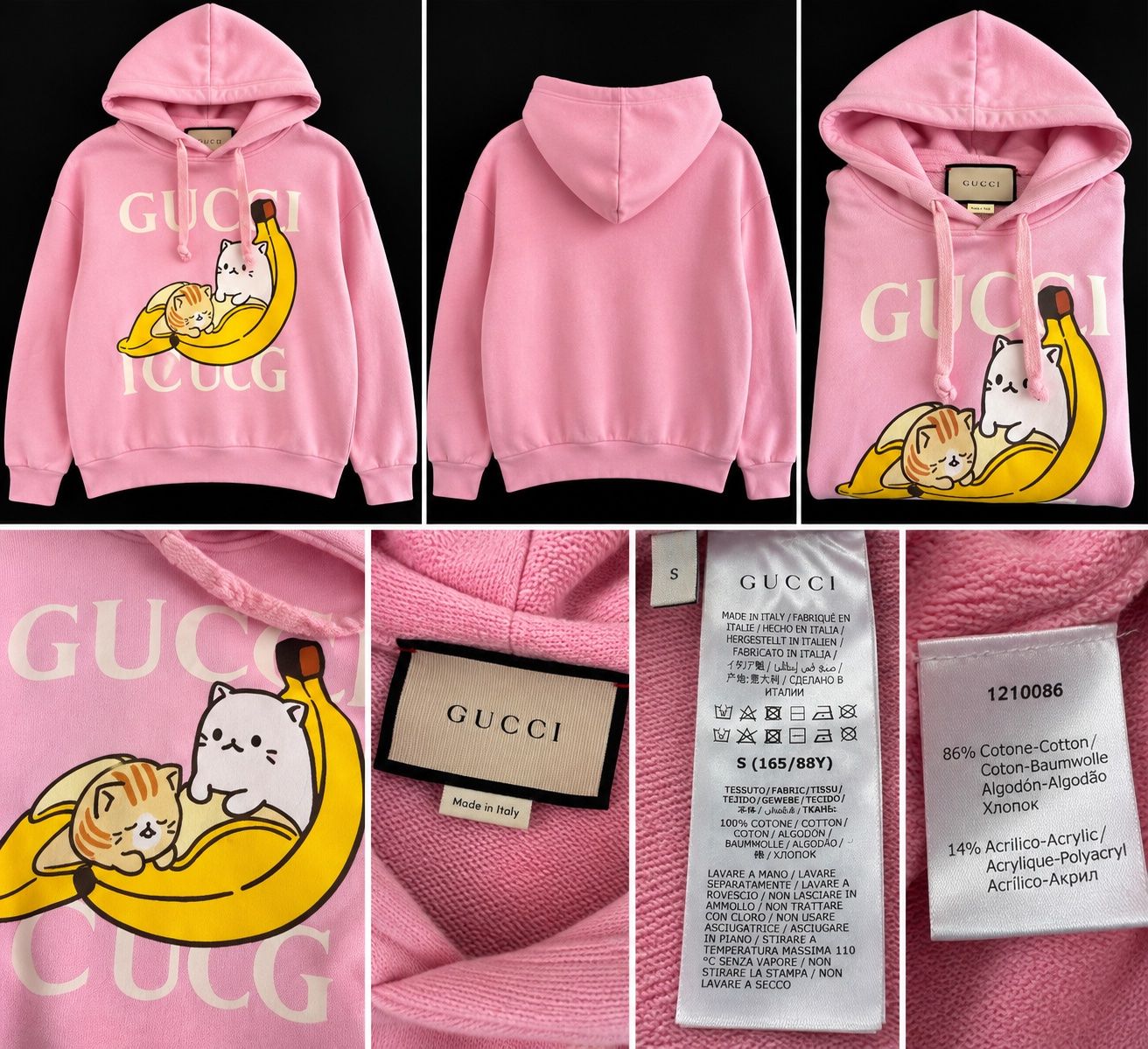 Maglioni & Felpe: Gucci Kapuzenpullover Katze Banane rosa Groesse S – Usato da Oberengstringen venduto da genita2279 2