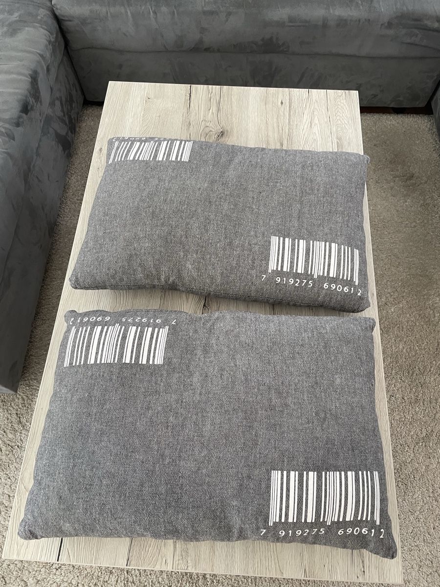 Cuscini: 2er Set Dekokissen Grau mit Barcode – Usato da Oberwil BL venduto da Petermib