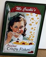 Mr. Crickle's Crispy Flakes Blechschild, Vintage Look!