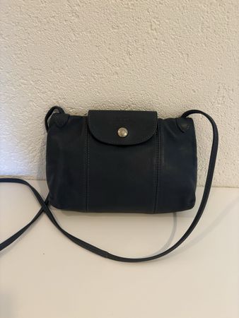 Sac Lonchamp bleu cuir bandoulière 