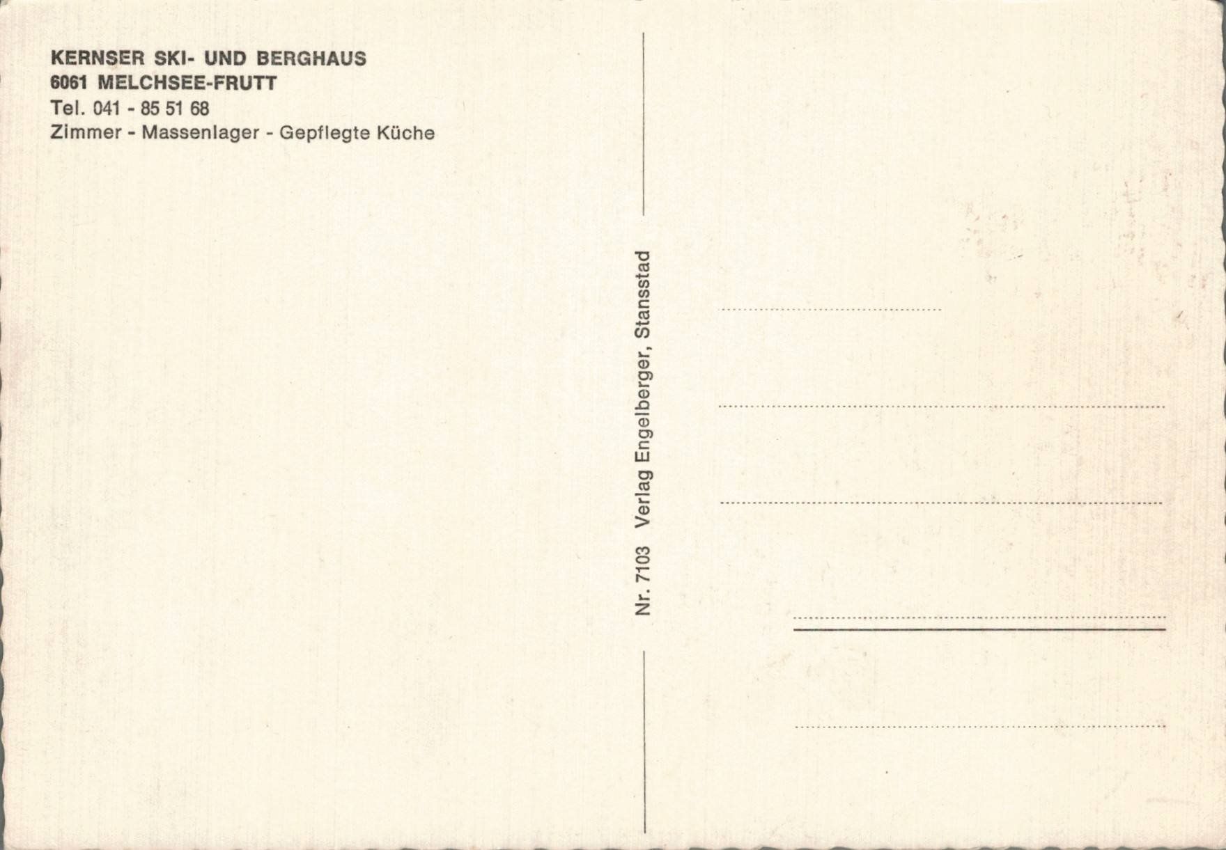 Cartoline postali: Ansichtskarte Kernser Ski- und Berghaus Melchsee-Frutt – Usato da Oberkirch LU venduto da sa_kr 1