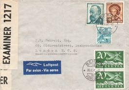 Bern (BE) Zensierter Luftpostbrief nach London 1941