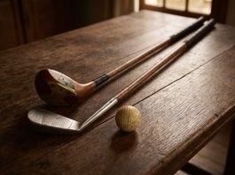 2 antike Hickory Golfschläger – J. Winton + Addington Mashie
