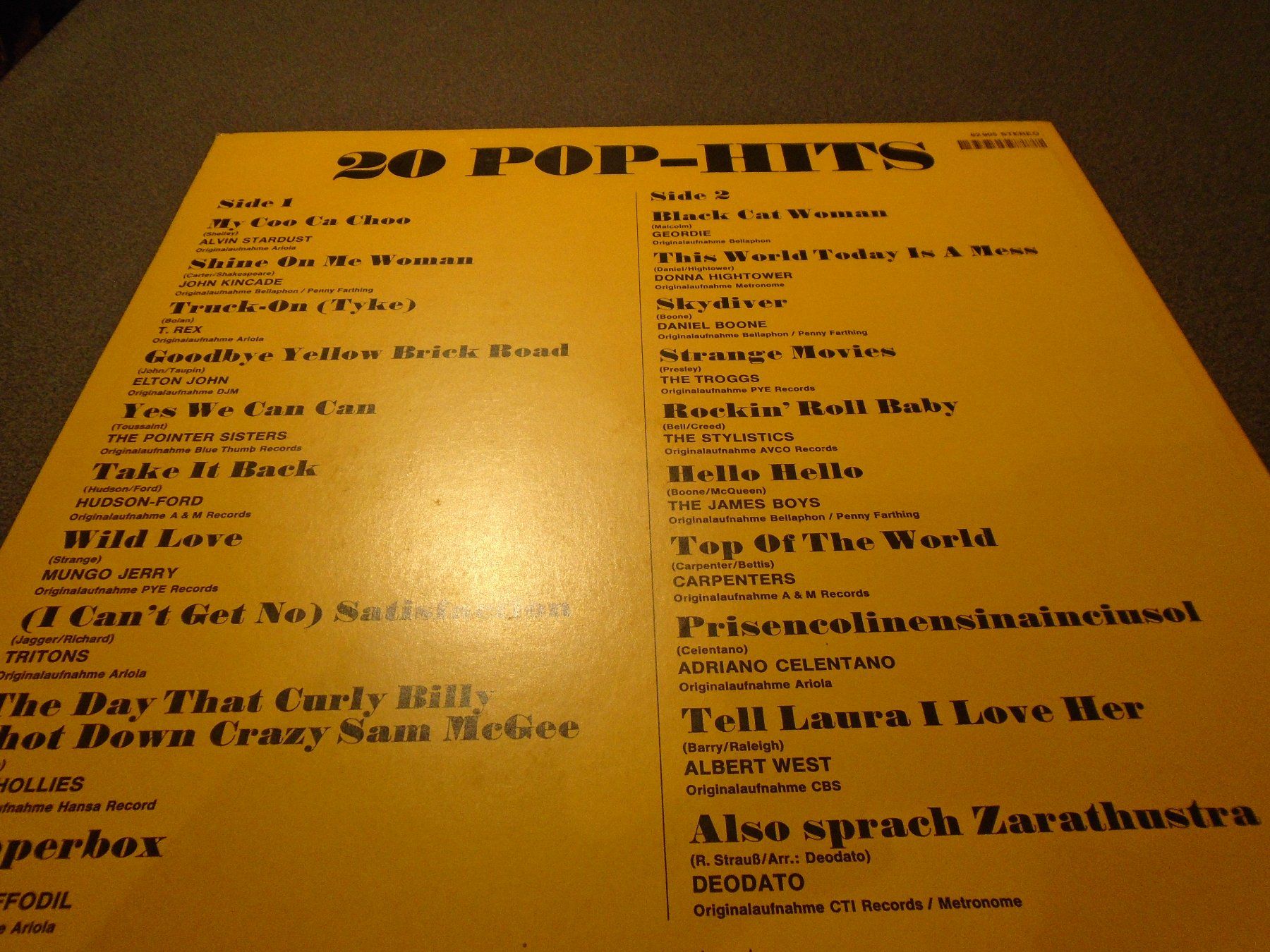 Dischi in vinile: Schallplatte 20 Pop-Hits Original – Usato da Zürich venduto da abraxas1291 1