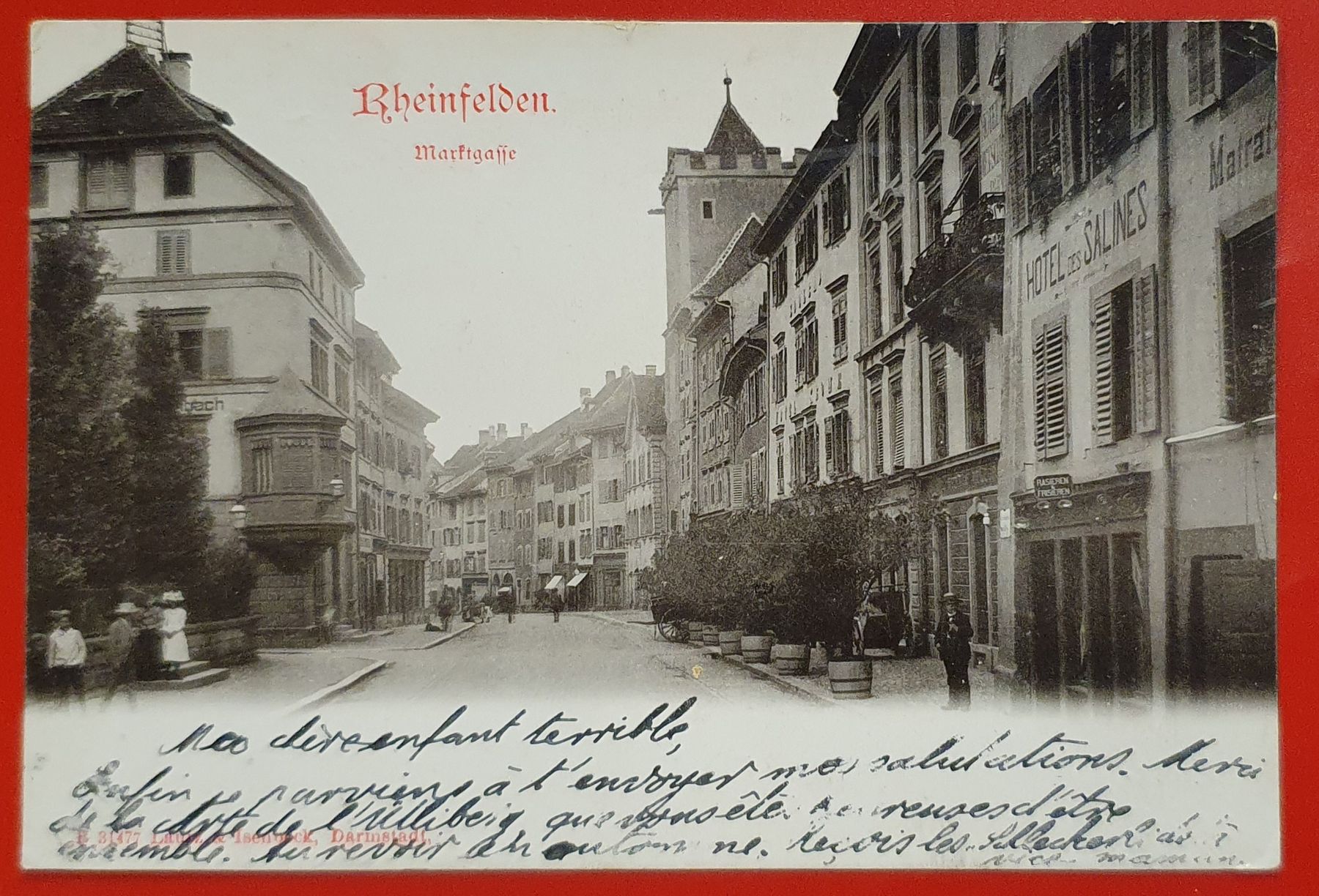 Cartoline postali: Rheinfelden 1901 - Marktgasse – Usato da Kreuzlingen venduto da Rschweiz1