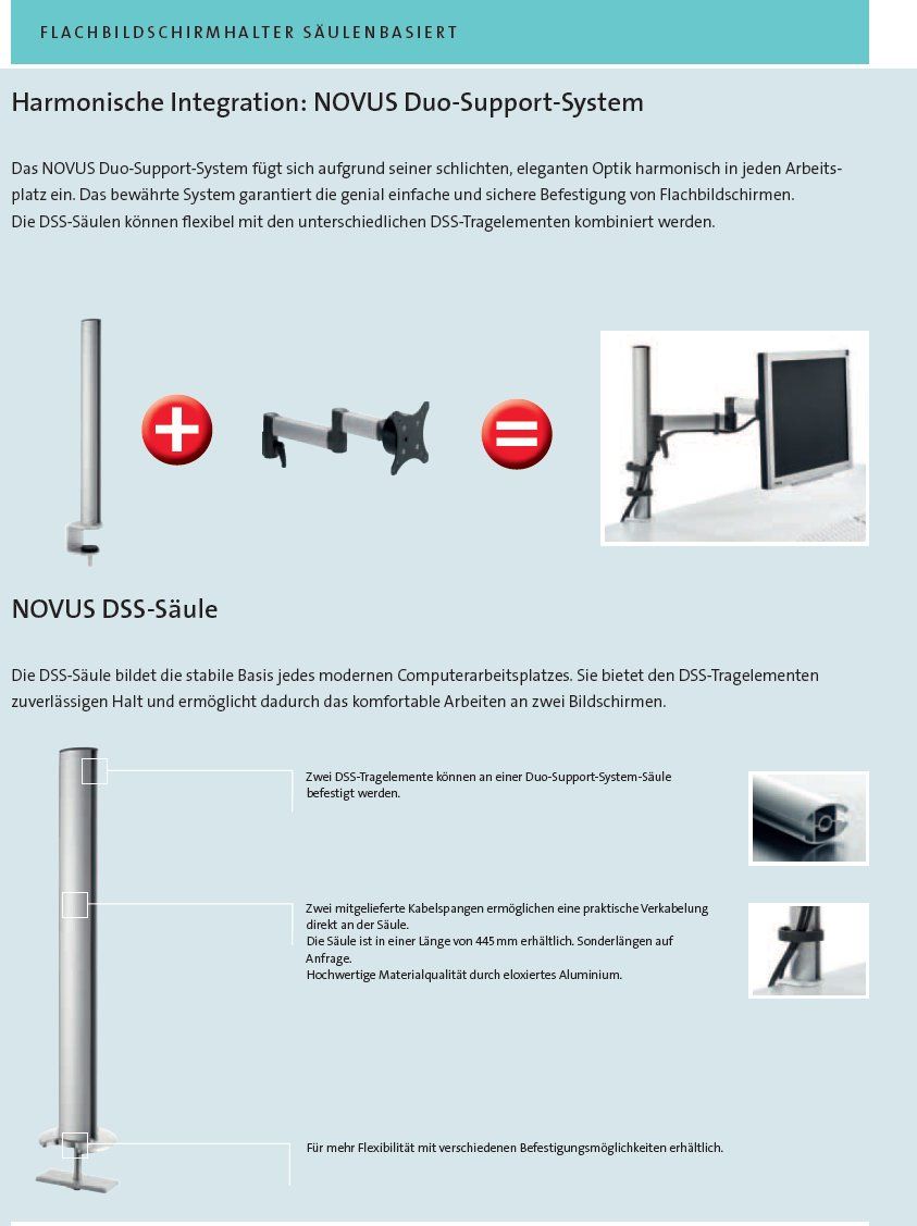 Staffa per monitor: Novus DSS-Aluminiumsäule mit Systemzwinge, 445mm – Nuovo e nell'imballaggio originale da Lachen SZ venduto da Alex_OFFOUT 1