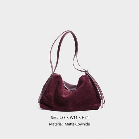 Damen Handtasche Echtleder Wildleder Dunkelrot – NEU –