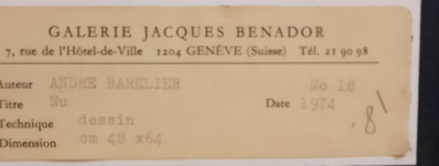 Dipinti: ANDRÉ  BARELIER  1934- 2021 – Usato da Genève venduto da Enigme8 1