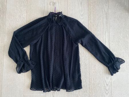 H&M Damen Bluse XS – Schwarz – Plissee – Elegant