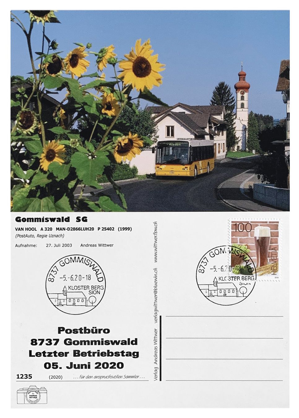 Cartoline postali: Gommiswald See-Gaster Letzttag Post Postauto Van Hool A320 – Nuovo (secondo la descrizione) da Bern venduto da AWiBe