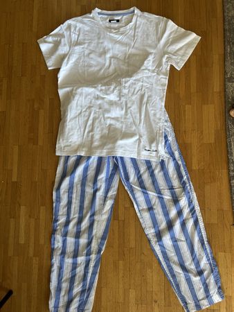 Massimo Dutti, pyjama coton, bleu/blanc rayé, jamais porté,T