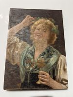Gemälde auf Holz, unsigniert, Weinfest-Motiv, Vintage! (53)