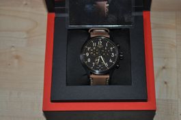 Tissot Chronograph Uhr braun Leder neu mit Box