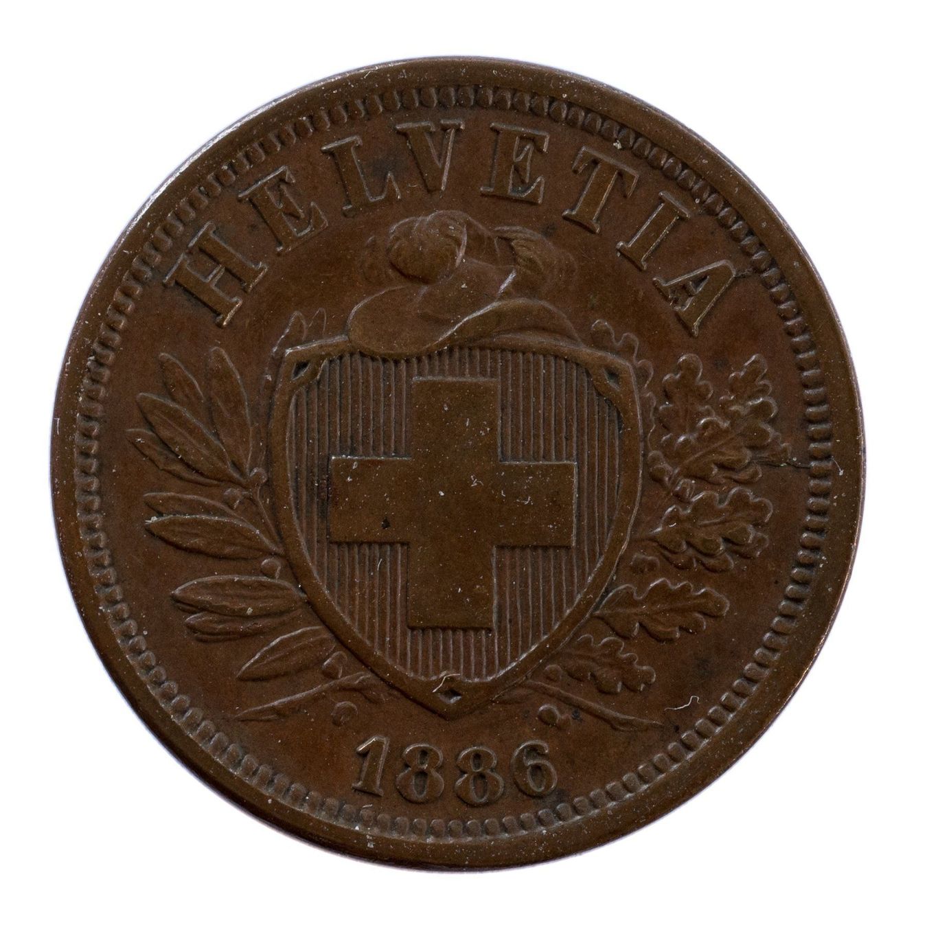 Tutti le monete: Schweiz / Suisse - 2 Rappen - 1886 – Usato da Rotkreuz venduto da Swiss-Coins