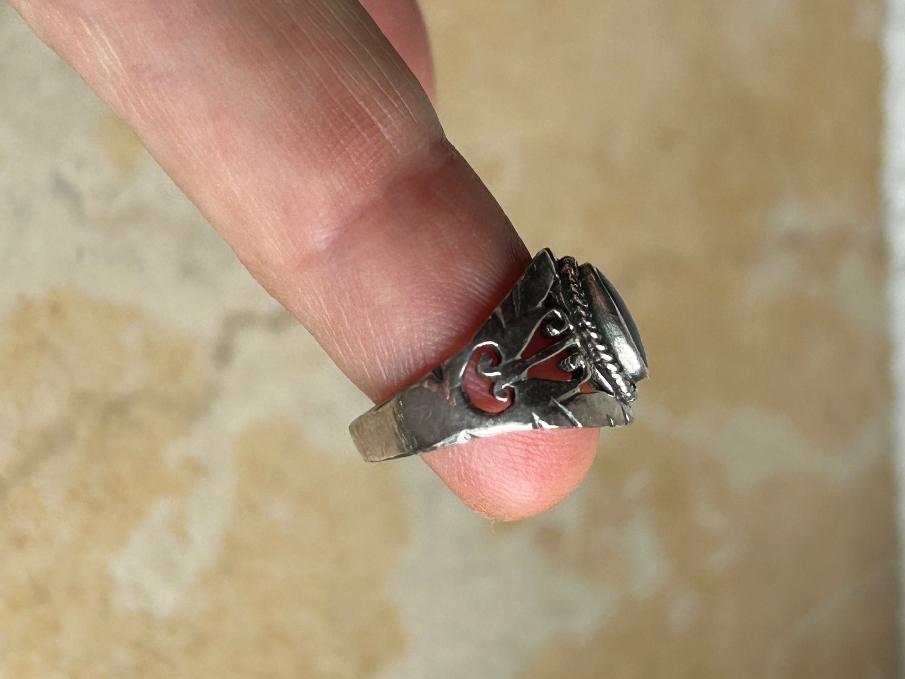 Ringe: Silberring Lapislazuli-Stein ovaler Schnörkel (51) – Gebraucht aus Dittingen von Bellevista 2