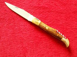 Laguiole Taschenm. Edelstahl, Rosenholz-Griff, Lederetui