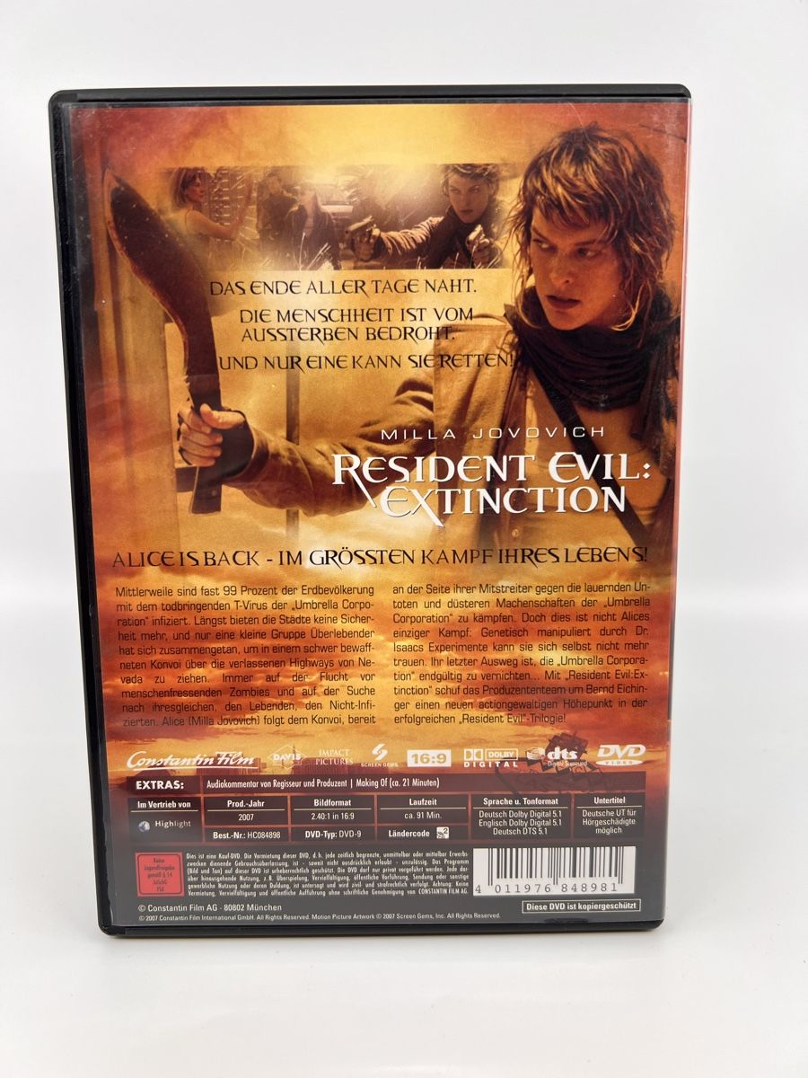 Tutti i DVDs: Resident Evil: Extinction DVD - Action pur für den Abend! – Usato da Steffisburg venduto da MEB-Trade 1