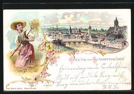 Litho Schaffhausen, Ortsansicht mit Br