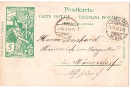 Stabstempel Bahnstation Embrach auf UPU-PK 1900