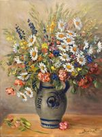 40 cmbreitx50cmhoch/Ducret/ Öl Gemälde Blumenstrauss im Krug