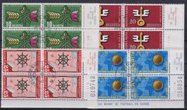 1954 Nr.316-19 Viererblöcke, Ersstags-Stempel (de) K: 130.-
