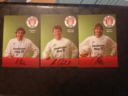 FC St. Pauli - 3x handsignierte alte Karten