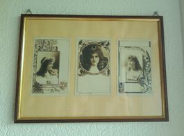 Antik Postkarten Jugendstil Art Nouveau Gerahmt