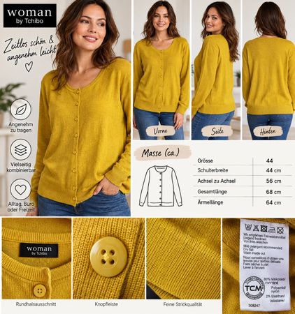 Cardigan woman by Tchibo gelb Gr 44 L XL 600 Herbst winter